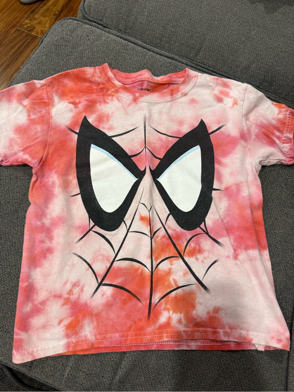 Marvel Kids Tie-Dye Spider Mask Tee - Pink & Orange